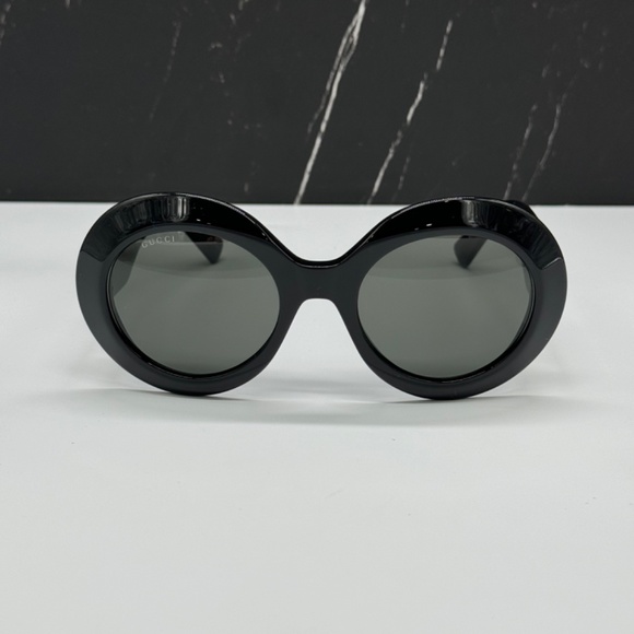 NEW GUCCI GG1647S 007 WOMEN SUNGLASSES GUCCI GG 1647S 007 ROUND BLACK EYEWEAR - Picture 6 of 14